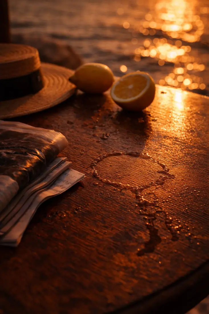 Table, sunset