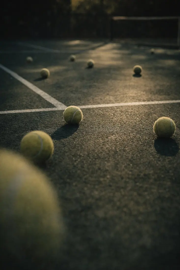 Tennis balls on court